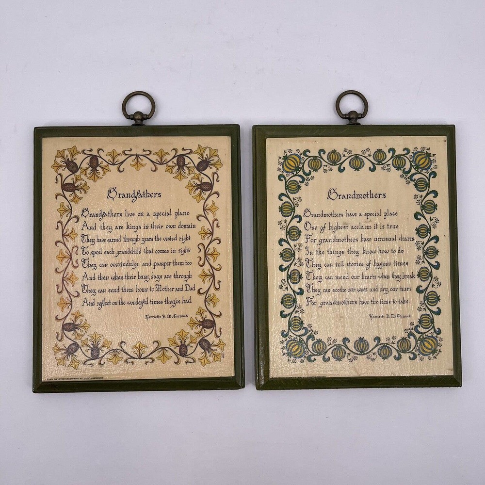 Grandfather Grandmother Poem Wall Decor Plaque Harriette McCormick 1973 Vintage - Picture 9 of 9